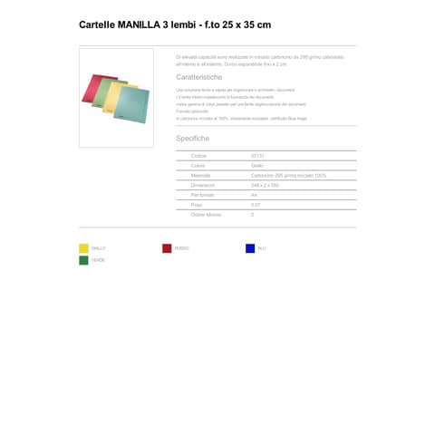 Cartelle a 3 lembi Esselte MANILLA 25x35 cm A4 295 g/m² giallo conf.25 - 55131